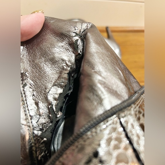 Sam Edelman Silver Snakeskin Heeled Boots - Picture 9 of 16